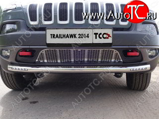 38 949 р. Защита переднего бампера (Trailhawk, 60,3 мм ДХО) ТСС Тюнинг  Jeep Cherokee  KL (2014-2017) дорестайлинг (нержавейка)  с доставкой в г. Тамбов