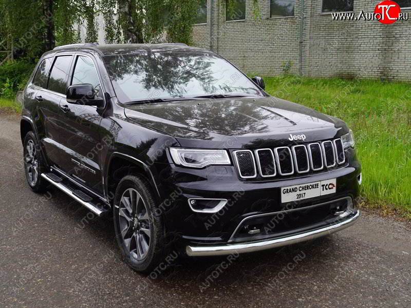 22 999 р. Защита переднего бампера нижняя d76,1 мм ТСС Тюнинг  Jeep Grand Cherokee  WK2 (2017-2022) 2-ой рестайлинг (нержавейка)  с доставкой в г. Тамбов