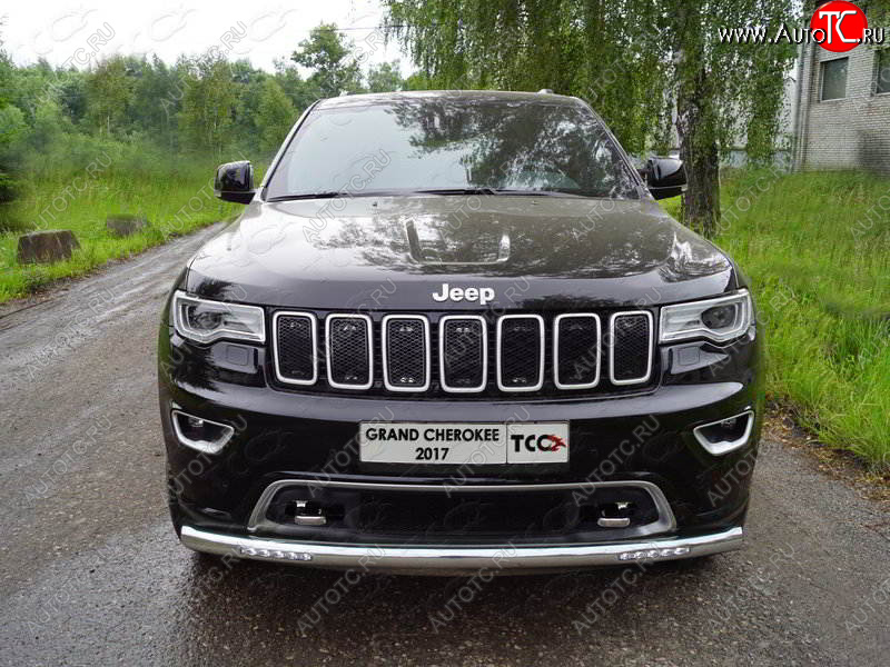 39 999 р. Защита переднего бампера нижняя с ДХО 76,1 мм ТСС Тюнинг Jeep Grand Cherokee WK2 2-ой рестайлинг (2017-2022) (нержавейка)  с доставкой в г. Тамбов