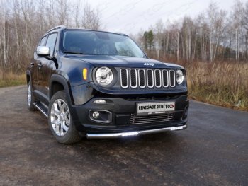 Защита переднего бампера нижняя с ДХО 60,3 мм ТСС Тюнинг Jeep (Джип) Renegade (Ренегад) (2015-2024)  (нержавейка)