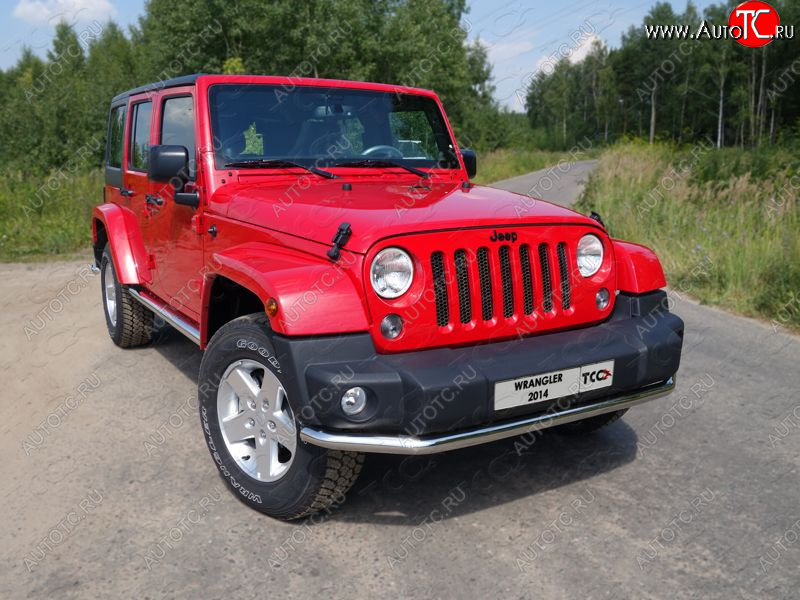 21 799 р. Защита переднего бампера нижняя d76,1 мм ТСС Тюнинг  Jeep Wrangler  JK (2007-2018) (нержавейка)  с доставкой в г. Тамбов