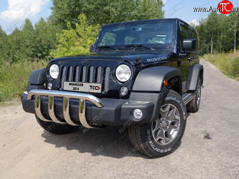 29 999 р. Защита переднего бампера кенгурин 60,3 мм ТСС Тюнинг Jeep Wrangler JK (2007-2018) (нержавейка)  с доставкой в г. Тамбов