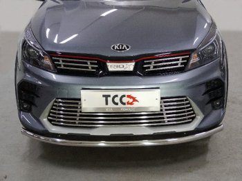 Нижняя декоративная вставка в бампер ТСС Тюнинг KIA Rio  X (2020-2025) рестайлинг (d 12 мм)