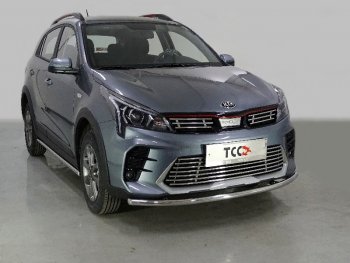 11 999 р. Защита передняя нижняя длинная 42,4 мм ТСС Тюнинг  KIA Rio  X (2020-2024) рестайлинг (нержавейка)  с доставкой в г. Тамбов. Увеличить фотографию 1