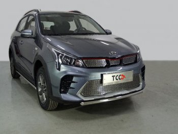 10 799 р. Защита передняя нижняя короткая 42,4 мм ТСС Тюнинг  KIA Rio  X (2020-2024) рестайлинг (нержавейка)  с доставкой в г. Тамбов. Увеличить фотографию 1