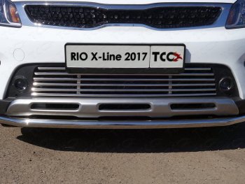 Нижняя декоративная вставка в бампер ТСС Тюнинг KIA Rio  X-line (2017-2021) (d 12 мм)