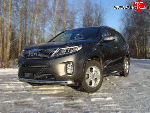 20 899 р. Защита переднего бампера овальная 75х42 мм ТСС тюнинг KIA Sorento UM/Prime дорестайлинг (2014-2018) (нержавейка)  с доставкой в г. Тамбов