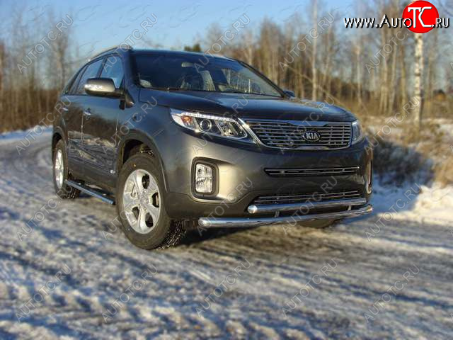 22 999 р. Защита переднего бампера нижняя 60,3*50,8 мм ТСС Тюнинг KIA Sorento XM рестайлинг (2012-2015) (нержавейка)  с доставкой в г. Тамбов