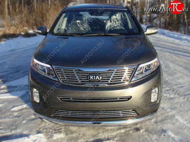 9 349 р. Верхняя декоративная вставка решетки радиатора ТСС Тюнинг  KIA Sorento  XM (2012-2015) рестайлинг (d 12 мм)  с доставкой в г. Тамбов