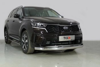 Защита переднего бампера нижняя овальная 75х42 мм ТСС Тюнинг KIA Sorento  MQ4 (2020-2022) (нержавейка)
