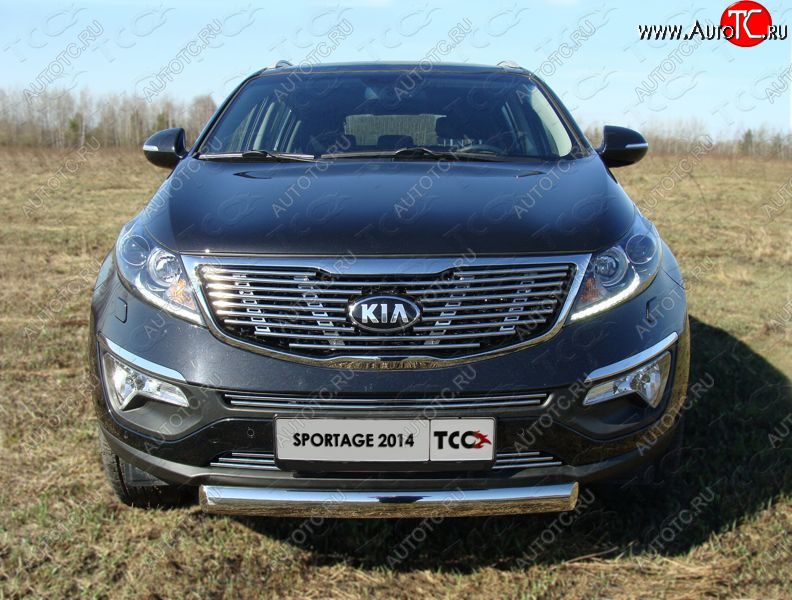 9 349 р. Верхняя декоративная вставка решетки радиатора ТСС Тюнинг  KIA Sportage  3 SL (2014-2016) рестайлинг (d 12 мм)  с доставкой в г. Тамбов