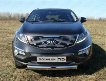 Нижняя декоративная вставка в бампер ТСС Тюнинг KIA Sportage  3 SL (2014-2016) рестайлинг (d 12 мм)