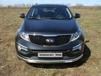 Защита переднего бампера нижняя овальная с ДХО 75х42 мм ТСС Тюнинг KIA Sportage  3 SL (2014-2016) рестайлинг (нержавейка)