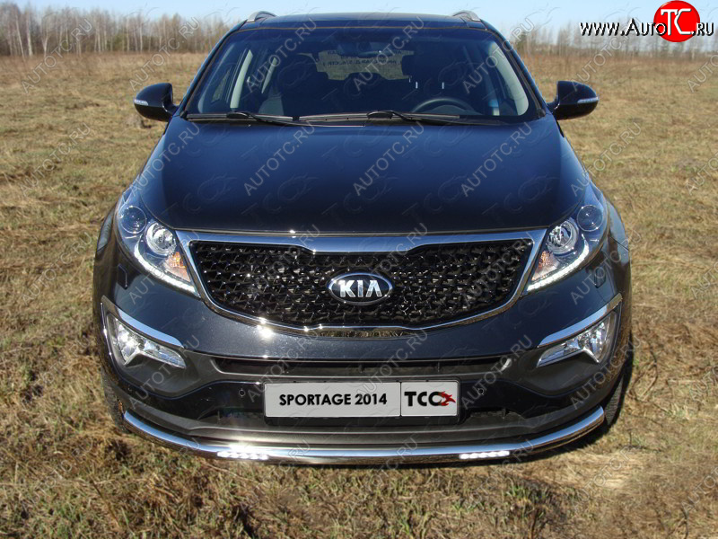 36 299 р. Защита переднего бампера нижняя с ДХО 60,3 мм ТСС Тюнинг  KIA Sportage  3 SL (2014-2016) рестайлинг (нержавейка)  с доставкой в г. Тамбов