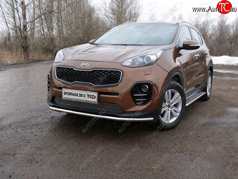 18 699 р. Защита переднего бампера нижняя d42,4 мм ТСС Тюнинг  KIA Sportage  4 QL (2016-2018) дорестайлинг (нержавейка)  с доставкой в г. Тамбов