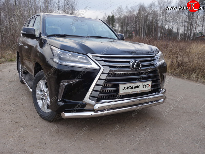 37 649 р. Защита передняя нижняя двойная 76,1*75 мм кроме F-Sport Тюнинг Lexus LX450d J200 2-ой рестайлинг (2015-2022) (нержавейка)  с доставкой в г. Тамбов