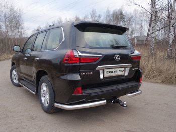 22 599 р. Защита задняя (уголки, нержавейка 76,1 мм) ТСС Тюнинг Lexus LX450d J200 2-ой рестайлинг (2015-2022)  с доставкой в г. Тамбов. Увеличить фотографию 1