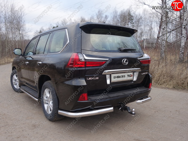 22 599 р. Защита задняя (уголки, нержавейка 76,1 мм) ТСС Тюнинг  Lexus LX450d  J200 - LX570  J200  с доставкой в г. Тамбов