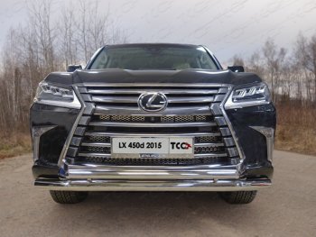 35 999 р. Защита передняя нижняя двойная 76,1*50,8 мм кроме F-Sport Тюнинг Lexus LX570 J200 2-ой рестайлинг (2015-2022) (нержавейка)  с доставкой в г. Тамбов. Увеличить фотографию 1