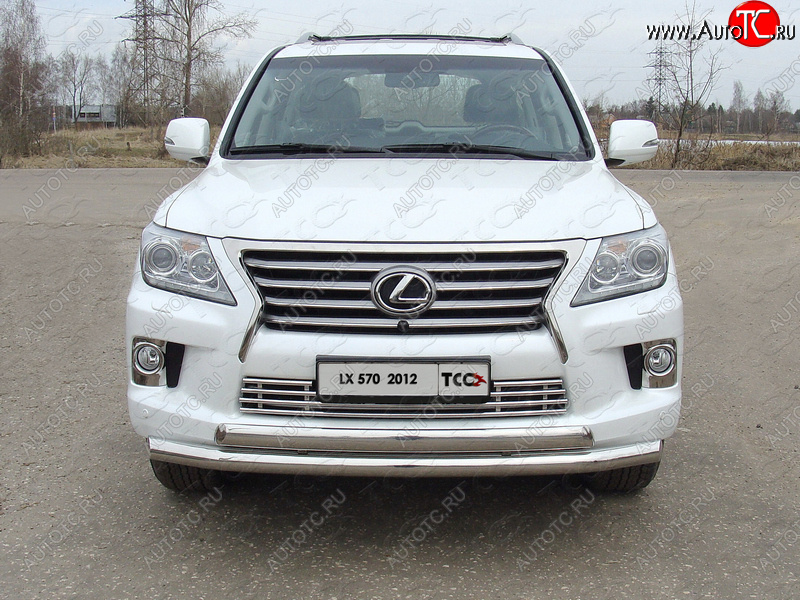 37 649 р. Защита передняя нижняя двойная 76,1*75 мм кроме F-Sport Тюнинг Lexus LX570 J200 1-ый рестайлинг (2012-2015) (нержавейка)  с доставкой в г. Тамбов