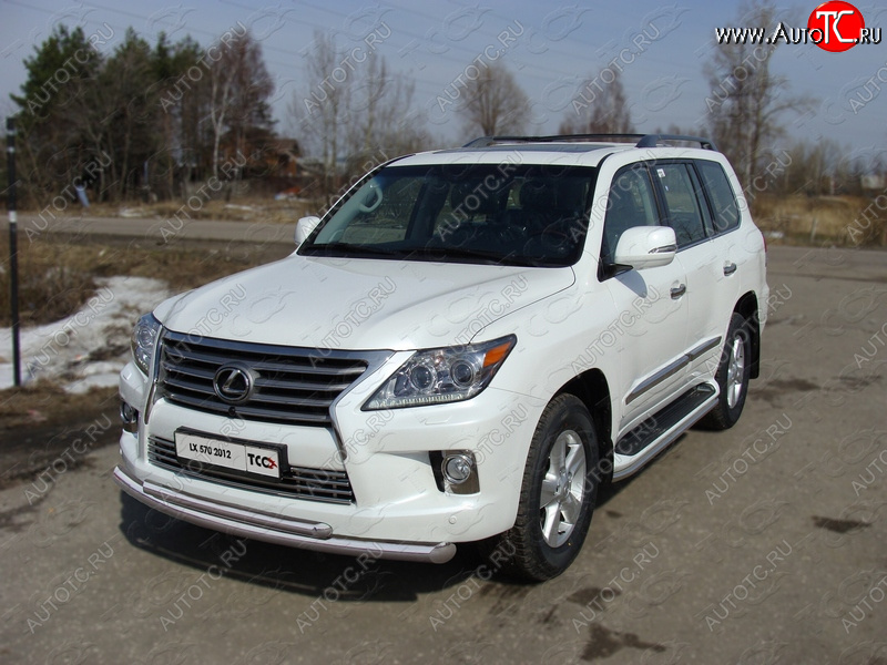 38 949 р. Защита передняя нижняя двойная 76,1*50,8 мм кроме F-Sport Тюнинг Lexus LX570 J200 1-ый рестайлинг (2012-2015) (нержавейка)  с доставкой в г. Тамбов