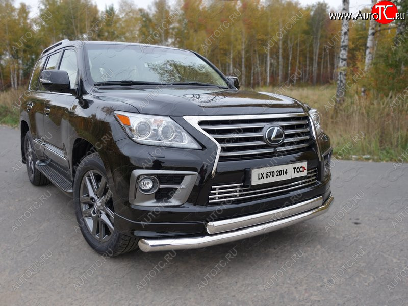 37 649 р. Защита передняя нижняя двойная 76,1*75 мм Sport Тюнинг Lexus LX570 J200 1-ый рестайлинг (2012-2015) (нержавейка)  с доставкой в г. Тамбов