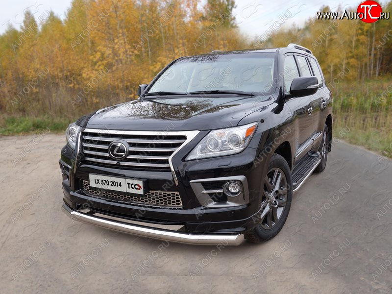 26 699 р. Защита переднего бампера нижняя 76,1 мм ТСС Тюнинг Lexus LX570 J200 1-ый рестайлинг (2012-2015) (нержавейка)  с доставкой в г. Тамбов