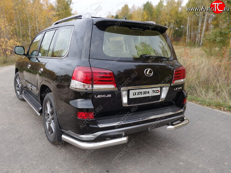 26 699 р. Защита задняя (уголки, нержавейка 76,1 мм) ТСС Тюнинг  Lexus LX570  J200 (2012-2015) 1-ый рестайлинг  с доставкой в г. Тамбов