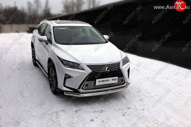 46 599 р. Защита передняя нижняя овальная с ДХО 75х42 мм ТСС Тюнинг Lexus RX 200T AL20 дорестайлинг (2015-2017) (нержавейка)  с доставкой в г. Тамбов