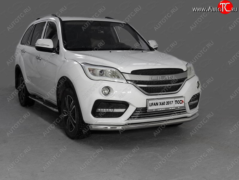 16 899 р. Защита переднего бампера нижняя d60,3 мм ТСС Тюнинг Lifan X60 2-ой рестайлинг (2016-2025) (нержавейка)  с доставкой в г. Тамбов