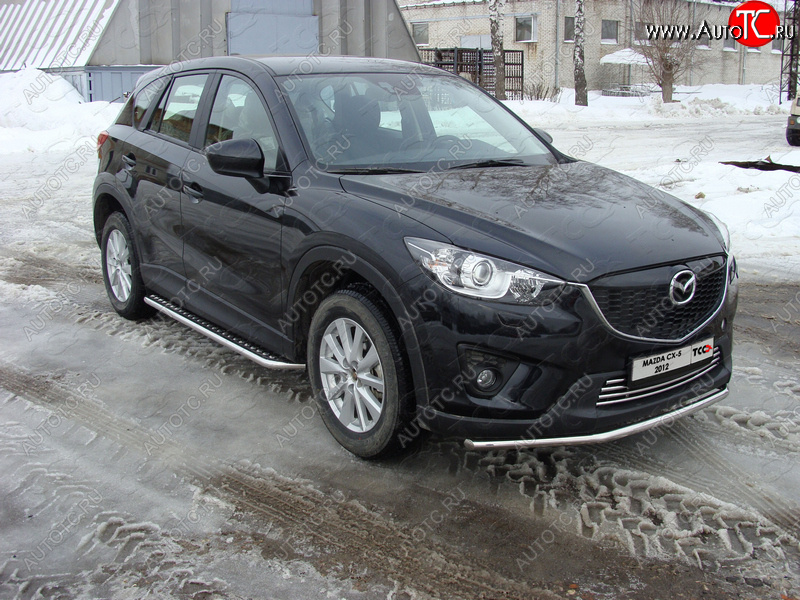 14 999 р. Защита переднего бампера нижняя d42,4 мм ТСС Тюнинг Mazda CX-5 KE дорестайлинг (2011-2014) (нержавейка)  с доставкой в г. Тамбов