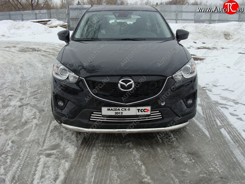 17 999 р. Защита переднего бампера нижняя d60,3 мм ТСС Тюнинг Mazda CX-5 KE дорестайлинг (2011-2014) (нержавейка)  с доставкой в г. Тамбов