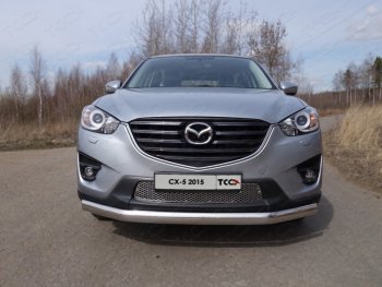 24 099 р. Защита переднего бампера нижняя овальная 75*42 мм ТСС Тюнинг  Mazda CX-5  KE (2015-2017) рестайлинг (нержавейка)  с доставкой в г. Тамбов. Увеличить фотографию 1