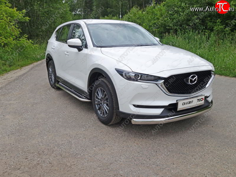 45 999 р. Пороги с площадкой 75х42 мм ТСС Тюнинг Mazda CX-5 KF (2016-2024) (серые)  с доставкой в г. Тамбов