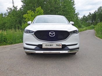 43 999 р. Защита передняя нижняя овальная с ДХО 75х42 мм ТСС Тюнинг Mazda CX-5 KF (2016-2024) (нержавейка)  с доставкой в г. Тамбов. Увеличить фотографию 1