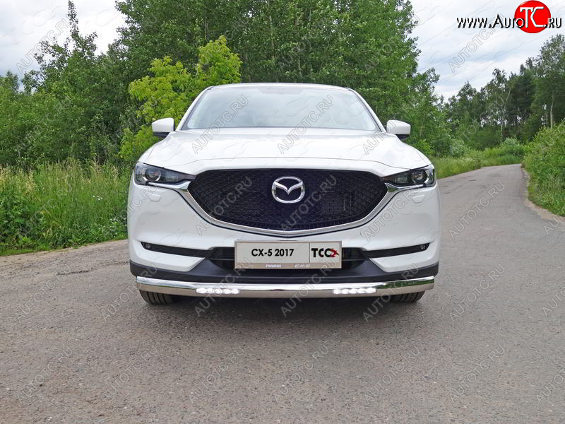 43 999 р. Защита передняя нижняя овальная с ДХО 75х42 мм ТСС Тюнинг Mazda CX-5 KF (2016-2024) (нержавейка)  с доставкой в г. Тамбов