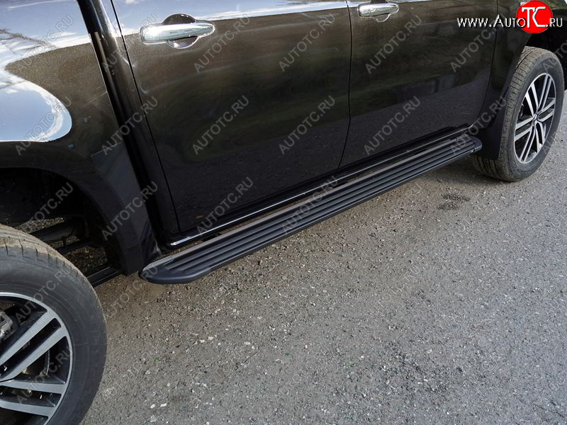 21 349 р. Пороги алюминиевые Slim Line ТСС Тюнинг  Mercedes-Benz X class  W470 (2017-2020) (Black)  с доставкой в г. Тамбов