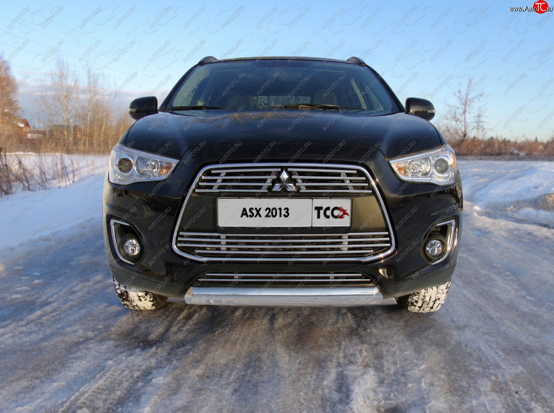 12 999 р. Защита переднего бампера нижняя овальная 75*42 мм ТСС Тюнинг  Mitsubishi ASX (2013-2016) 1-ый рестайлинг (нержавейка)  с доставкой в г. Тамбов