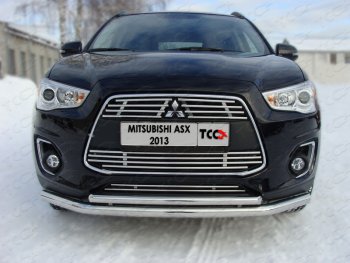 Нижняя декоративная вставка в бампер ТСС Тюнинг Mitsubishi ASX (2013-2016) 1-ый рестайлинг (d 12 мм)
