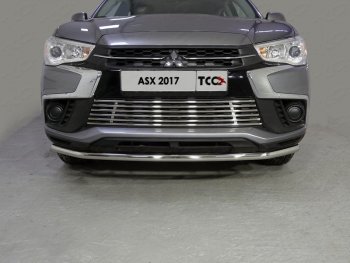 Нижняя декоративная вставка в бампер ТСС Тюнинг Mitsubishi ASX (2017-2020) 2-ой рестайлинг (d 12 мм)