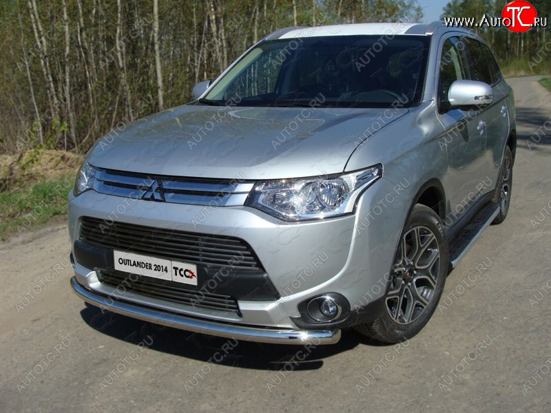 7 699 р. Верхняя декоративная вставка решетки радиатора ТСС Тюнинг  Mitsubishi Outlander  GF (2014-2016) 1-ый рестайлинг (d 12 мм)  с доставкой в г. Тамбов