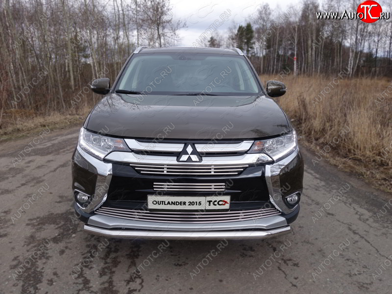 14 999 р. Защита передняя нижняя короткая 60,3 мм ТСС Тюнинг Mitsubishi Outlander GF 2-ой рестайлинг (2015-2018) (нержавейка)  с доставкой в г. Тамбов