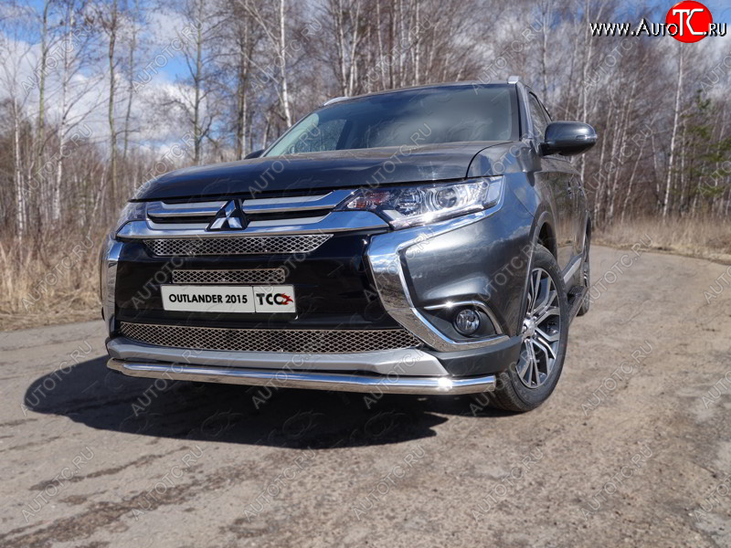 22 599 р.  Защита передняя нижняя длинная 60,3 мм ТСС Тюнинг Mitsubishi Outlander GF 2-ой рестайлинг (2015-2018) (нержавейка)  с доставкой в г. Тамбов