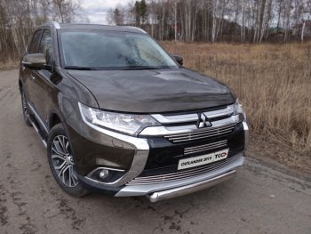 20 899 р. Защита переднего бампера нижняя овальная 75*42 мм ТСС Тюнинг  Mitsubishi Outlander  GF (2015-2018) 2-ой рестайлинг (нержавейка)  с доставкой в г. Тамбов. Увеличить фотографию 1