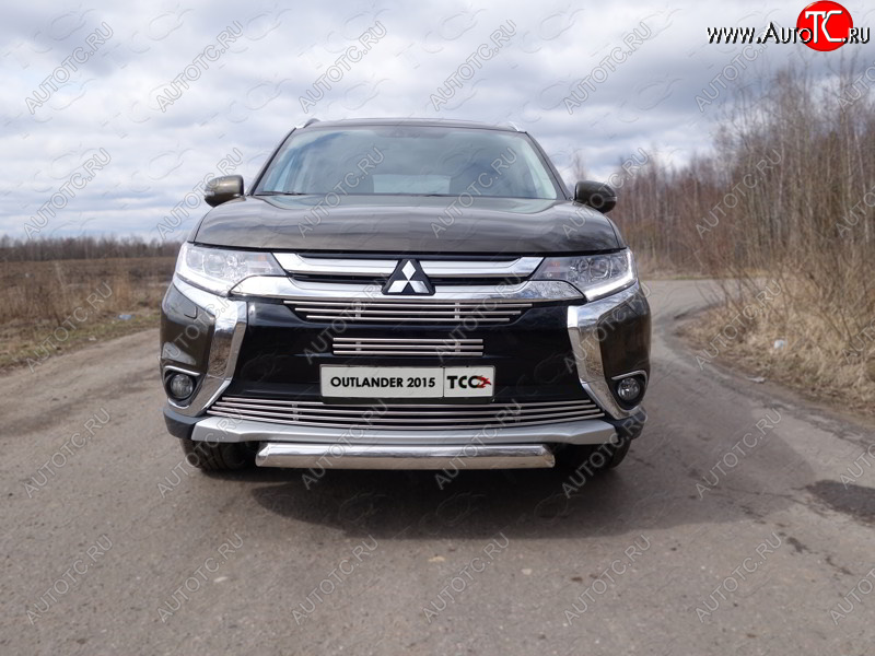 7 699 р. Верхняя декоративная вставка решетки радиатора ТСС Тюнинг  Mitsubishi Outlander  GF (2015-2018) 2-ой рестайлинг (d 12 мм)  с доставкой в г. Тамбов