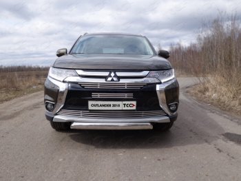 Нижняя декоративная вставка в бампер ТСС Тюнинг Mitsubishi Outlander  GF (2015-2018) 2-ой рестайлинг (d 12 мм)