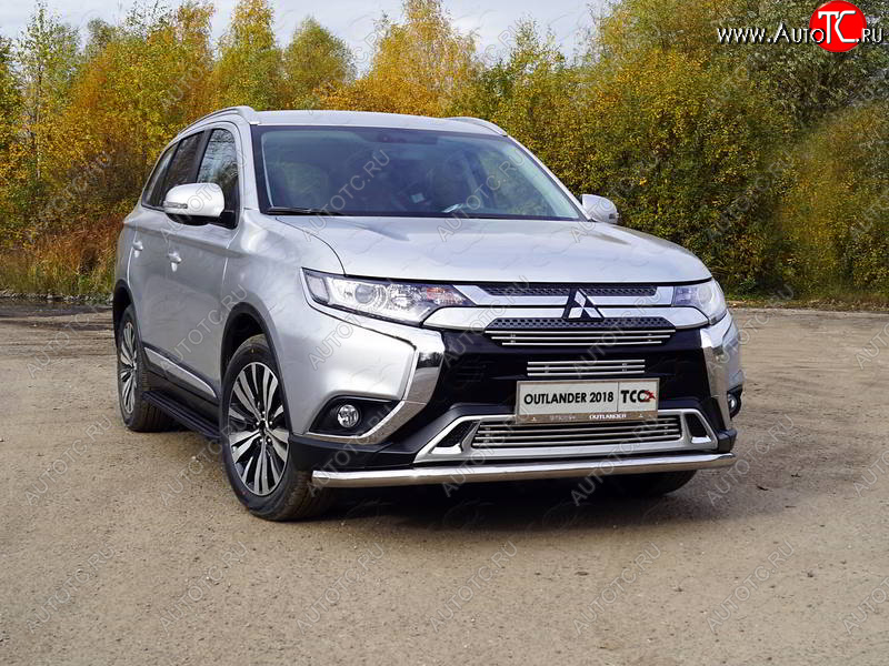 22 599 р. Защита передняя нижняя длинная 60,3 мм ТСС Тюнинг  Mitsubishi Outlander  GF (2018-2022) 3-ий рестайлинг (нержавейка)  с доставкой в г. Тамбов