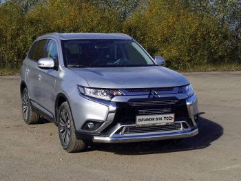 Защита переднего бампера нижняя овальная 75*42 мм ТСС Тюнинг Mitsubishi (Митсубиси) Outlander (Аутлэндэр)  GF (2018-2022) GF 3-ий рестайлинг  (нержавейка)