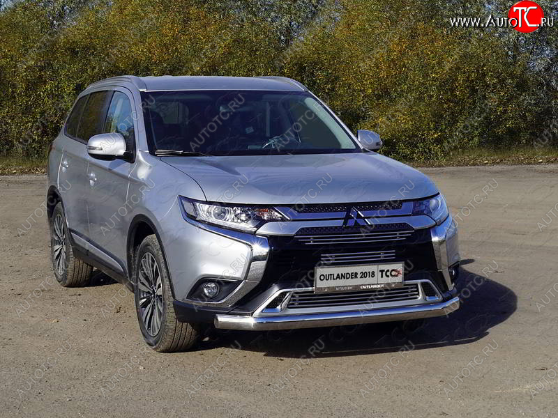 23 599 р. Защита переднего бампера нижняя овальная 75*42 мм ТСС Тюнинг  Mitsubishi Outlander  GF (2018-2022) 3-ий рестайлинг (нержавейка)  с доставкой в г. Тамбов