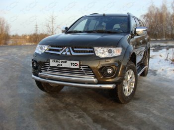 Защита передняя нижняя двойная 76,1*75 мм ТСС Тюнинг Mitsubishi (Митсубиси) Pajero Sport (Паджеро)  PB (2013-2017) PB рестайлинг ()